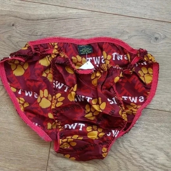 Vintage Merge Silk Southweast Texas University Satin String Bikini Panties L NWT - Picture 6 of 7